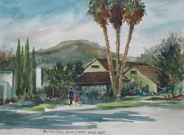 Houses on Soderblom Ave. with Mt. Soledad in the Distance by Yee Wah Jung