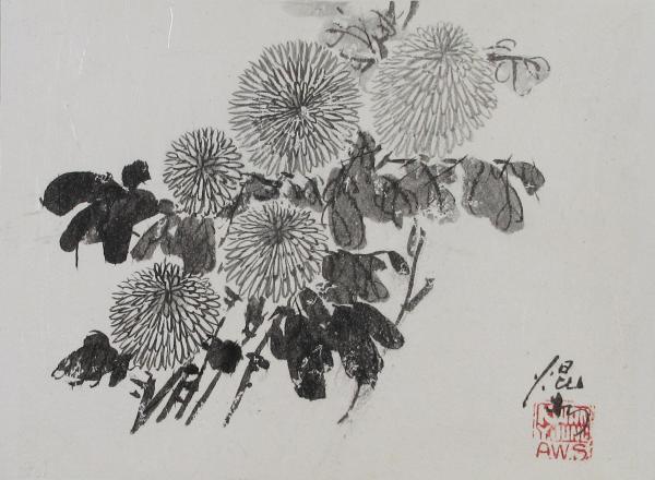 Chrysanthemum and Rock by Kwan Y. Jung