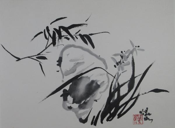 Orchid, Rock and Bamboo by Kwan Y. Jung