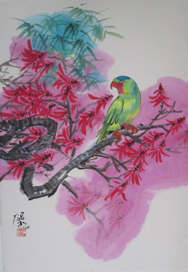 Perching Parrot by Kwan Y. Jung