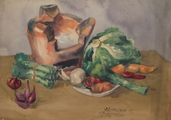 Still Life Study - Vegetables and Pottery by Kwan Y. Jung