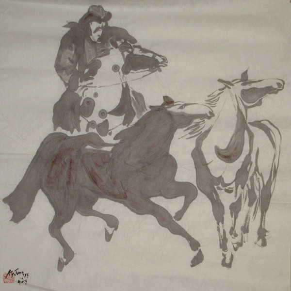 Rider with Two Horses by Kwan Y. Jung