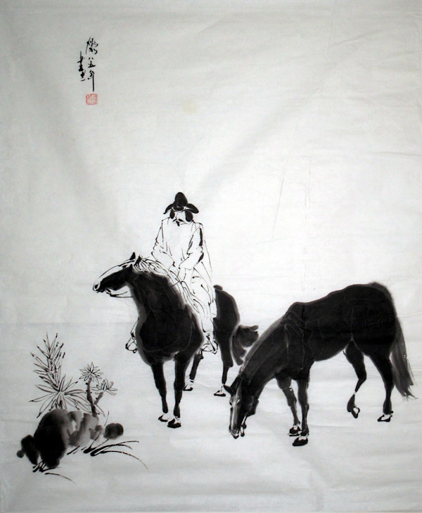 Rider, Horses and Yucca by Kwan Y. Jung