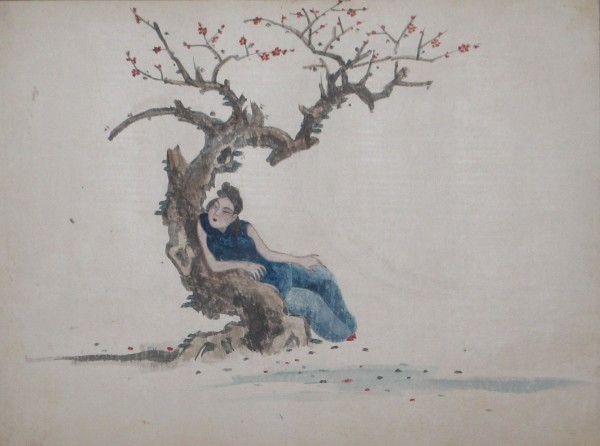 Cling on the Plum by Chiu Fung Poon Attributed