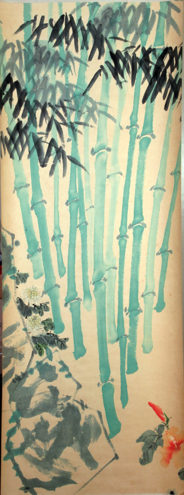 Bamboo, Chrysanthemum and Hibiscus by Kwan Y. Jung Attributed