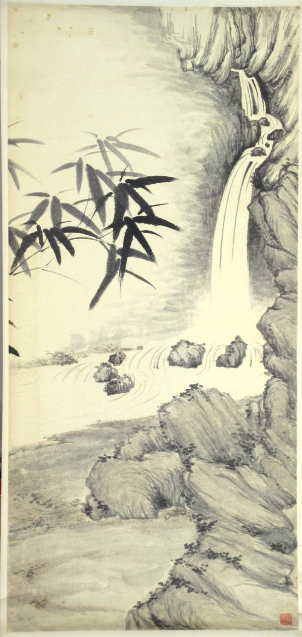 Bamboo and Waterfall by Kwan Y. Jung Attributed