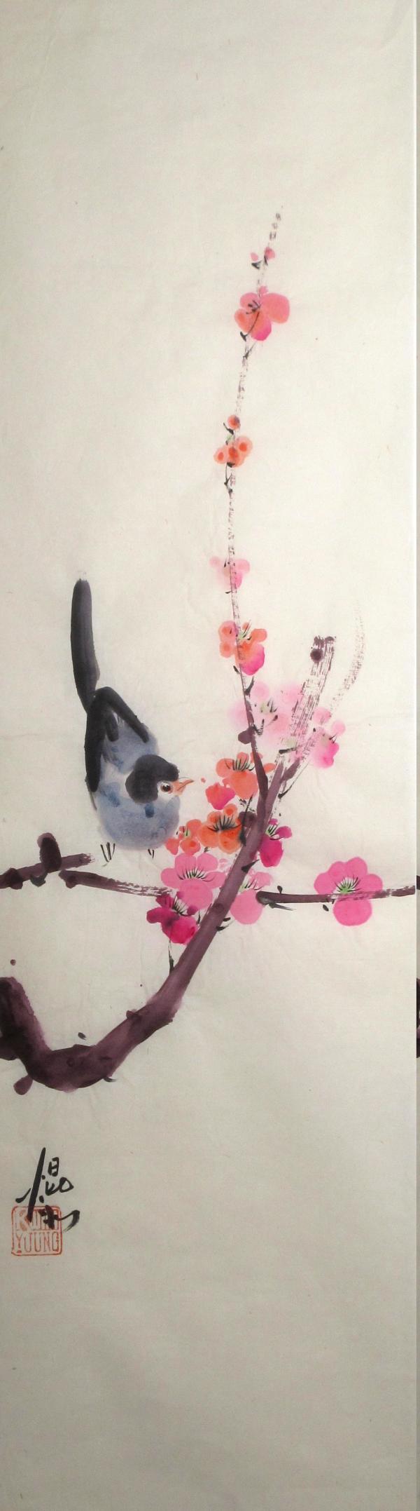 Bird and Plum Tree Blossoms by Kwan Y. Jung