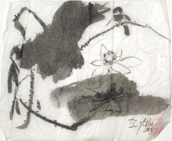 Hummingbird and Lotus by Kwan Y. Jung