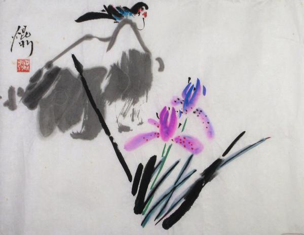 Bird, Rock and Iris by Kwan Y. Jung