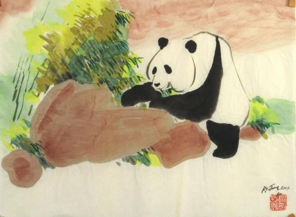 Seated Panda Eating by Kwan Y. Jung