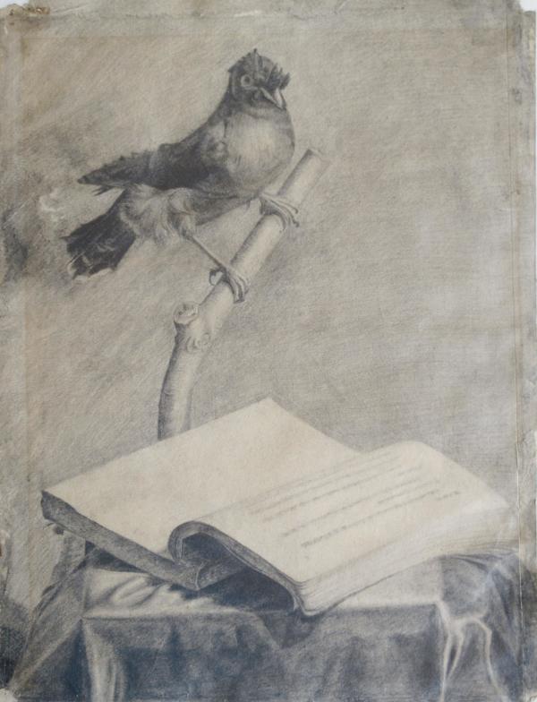 Bird and Book by Yee Wah Jung Attributed
