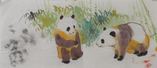 Two Pandas by Kwan Y. Jung Attributed