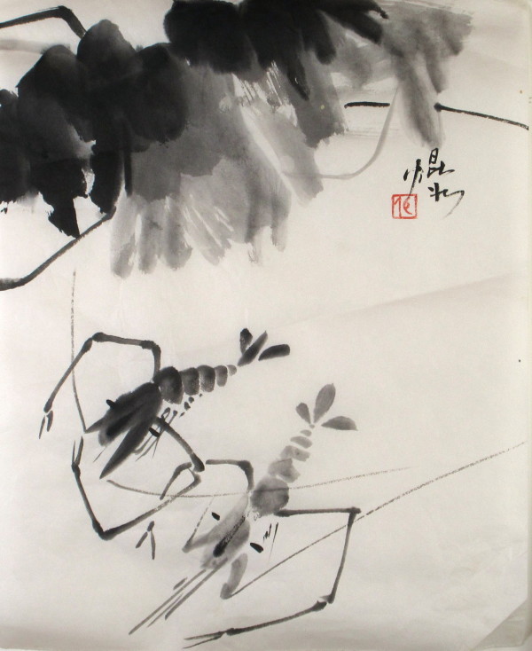 Prawn Below Lotus Leaves by Kwan Y. Jung