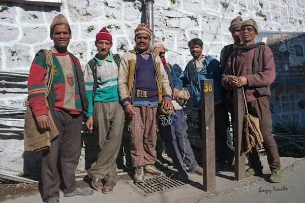 Porters At Landour Bazaar, Mussoorie (2005) by Sanjay Marathe