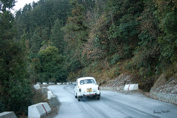 Ambassador On Icy Pass, Dhanolti, Uttarakhand (2005) by Sanjay Marathe