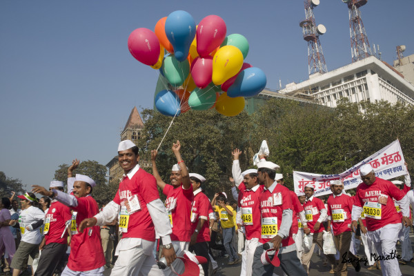 'Mumbai Dabbawalas At The Marathon' (2006) by Sanjay Marathe