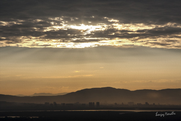 Gold Shimmer, Navi Mumbai Landscape by Sanjay Marathe