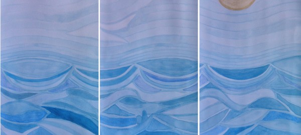 Graphic Seascape Watercolor Triptych by Marc Galvan
