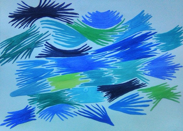Green and Blue Abstract Graphic Watercolor by Marc Galvan