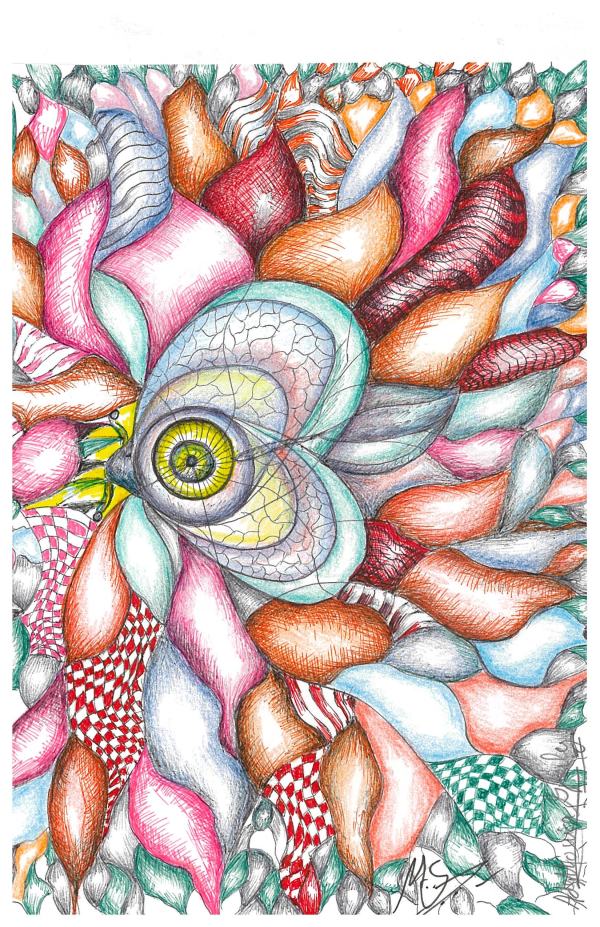 Moth on Tulip by Ada Monica Sperling