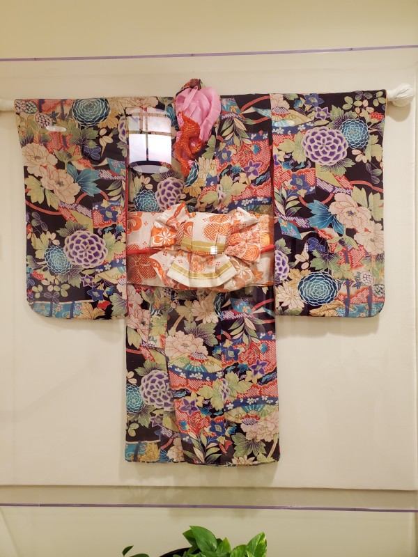 Child's Kimono with Scarf and Obi by Sendai, Japan