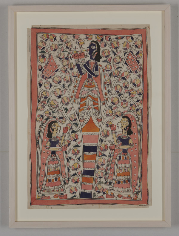 Krishna,  Dressed as a Woman Playing the Flute by India