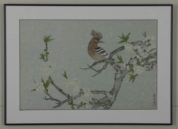 Hoopoe and Peach Blossoms by Pat C Tom