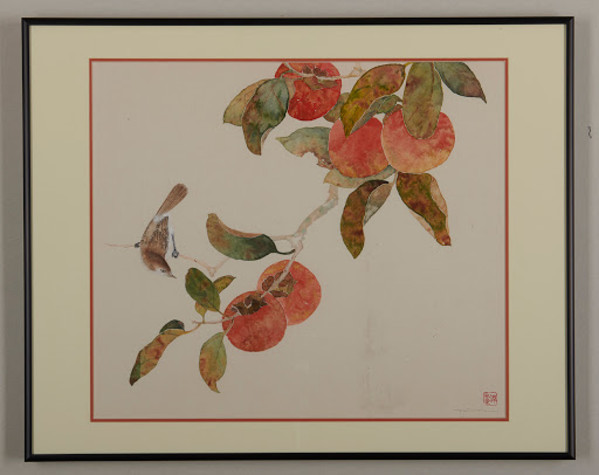 Bird with Persimmons by Pat C Tom