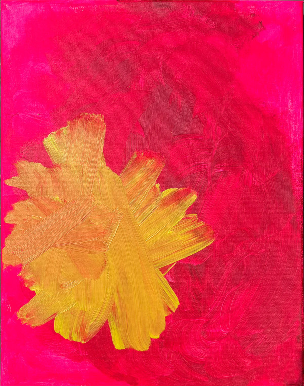 1yellowfloweron pink by Pat Goslee