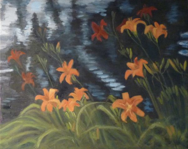 Lilies By the Pool, 2021 by Joanne McIlvaine