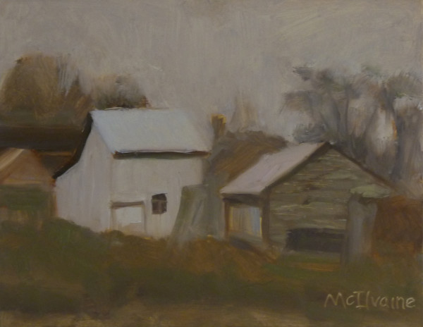 Barns in Fog by Joanne McIlvaine