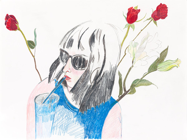 Young Woman with Roses and Lilies by Ellen Hamilton O'Donnell, Image 1.
