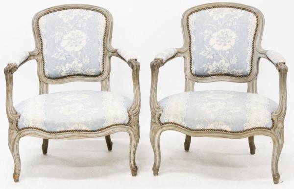 Pair of 18th c French Fauteuil Armchairs
