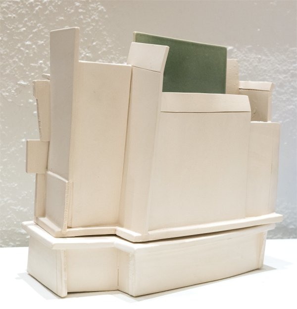 White Construction with Green Slabs by Judith Salomon