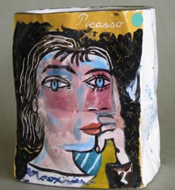 Untitled Ceramic Vase, "Picasso Bag" by Patricia Zinsmeister Parker