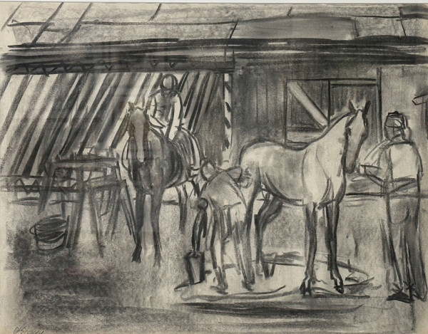 Horse with Rider and Horse with Trainer by Joseph B O'Sickey