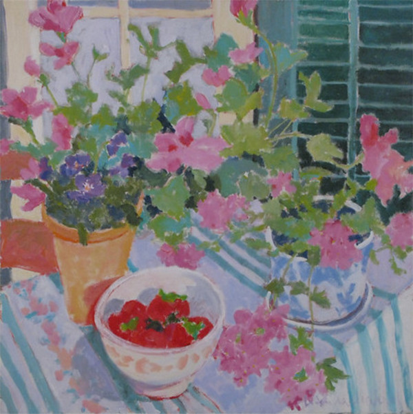 Strawberries & Geraniums by Lisa Hannaford