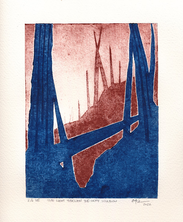 “The Light Through The Only Window” Collagraph Print 2/6 by Caryn Vainio