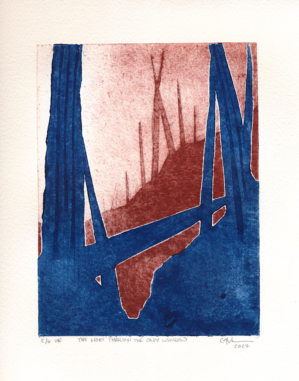 “The Light Through The Only Window” Collagraph Print 5/6 by Caryn Vainio