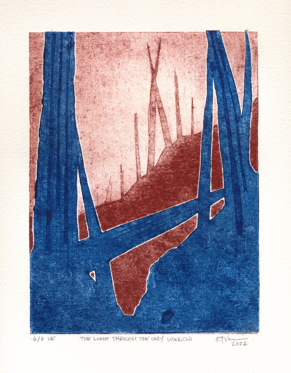 “The Light Through The Only Window” Collagraph Print 6/6 by Caryn Vainio