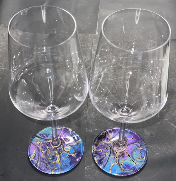 Celestial Beauty, Wine Glasses - Set of Two by Pourin’ My Heart Out - Fluid Art by Angela Lloyd