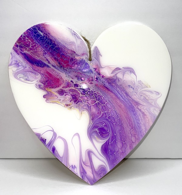 Purple Swipe Heart by Pourin’ My Heart Out - Fluid Art by Angela Lloyd