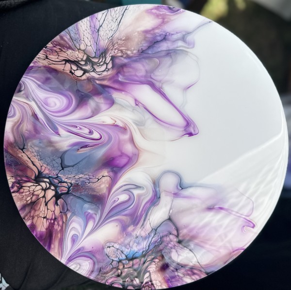Chrysanthemum 12” Lazy Susan by Pourin’ My Heart Out - Fluid Art by Angela Lloyd