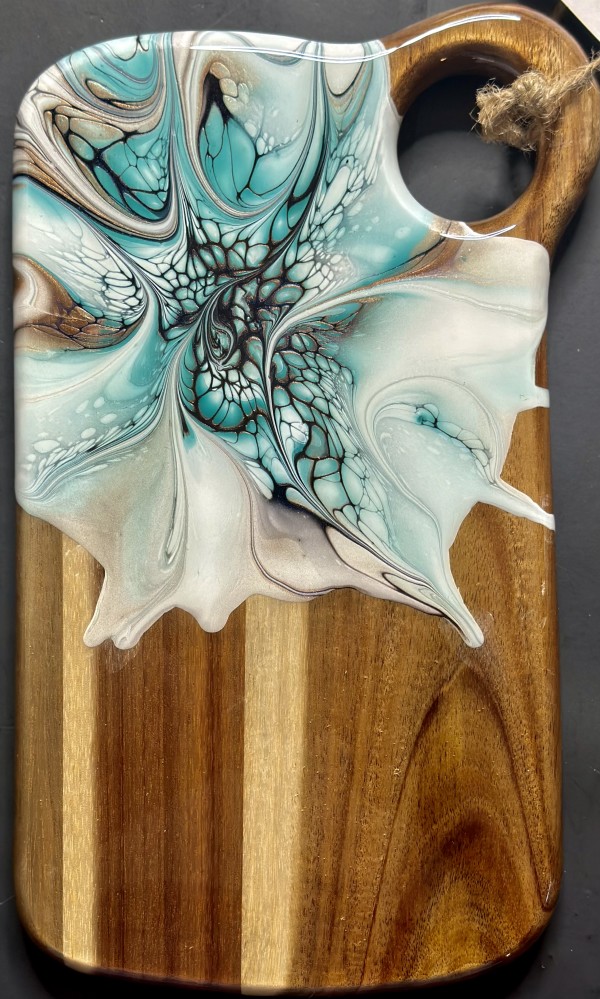 First Blooms Small Charcuterie Board by Pourin’ My Heart Out - Fluid Art by Angela Lloyd