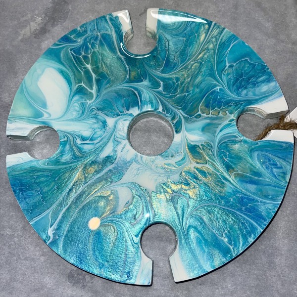 Ocean Side Large Wine Caddy by Pourin’ My Heart Out - Fluid Art by Angela Lloyd