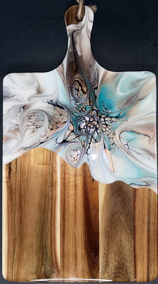 First Blooms 16” Charcuterie Board by Pourin’ My Heart Out - Fluid Art by Angela Lloyd