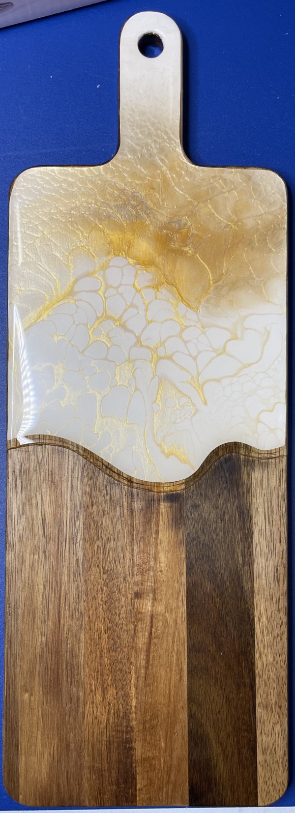 Winter Gold 21” Charcuterie by Pourin’ My Heart Out - Fluid Art by Angela Lloyd