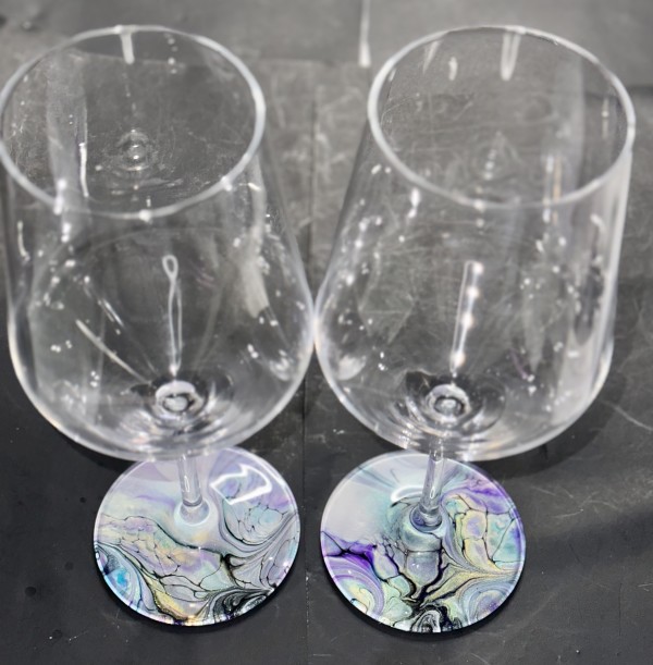 Mystique , Wine Glasses - Set of Two by Pourin’ My Heart Out - Fluid Art by Angela Lloyd