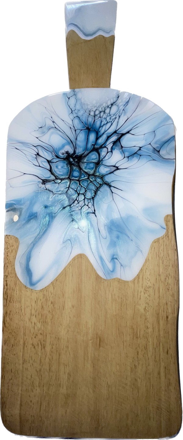 Icy Blue 20” Charcuterie Board by Pourin’ My Heart Out - Fluid Art by Angela Lloyd