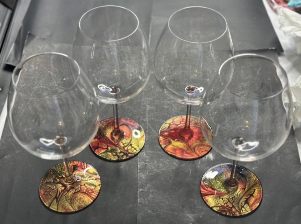Stranger Things, Wine Glasses - Set of 4 by Pourin’ My Heart Out - Fluid Art by Angela Lloyd
